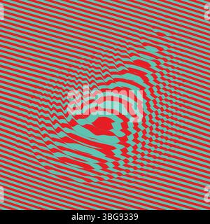 Waveform background. Dynamic visual effect. Surface distortion. Pattern with optical illusion. Vector striped illustration. Sound waves. Stock Vector