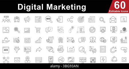Education Line Icons Set - Learning, School, University & Knowledge Symbols Stock Vector