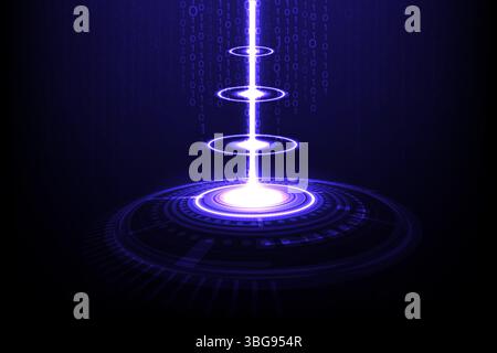 Big data Technology laser beam to binary code random blue digits wall, Vector illustration Stock Vector