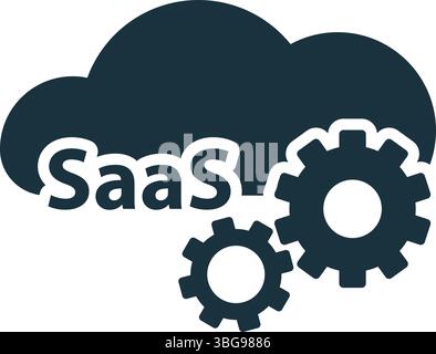 Saas - software as a service - cloud computing concept with gears working Stock Vector