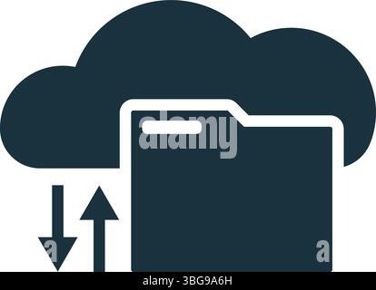Folder transferring data to and from cloud computing, uploading and downloading files Stock Vector