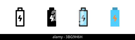 Icon set for battery charging. Ideal for devices, apps, or power management. Stock Vector