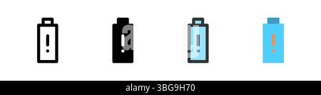 Icon set for battery low. Great for devices, apps, or energy alerts. Stock Vector