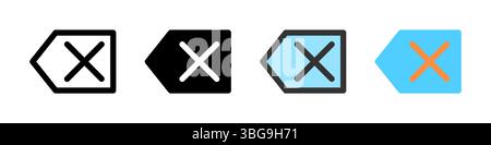 Icon set for backspace. Suitable for keyboards, text editors, or UI. Stock Vector
