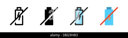 Icon set for battery not charging. Suitable for devices or apps. Stock Vector
