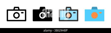 Icon set for camera. Great for photography apps or media interfaces. Stock Vector