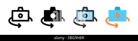 Icon set for change camera. Perfect for photography or video apps. Stock Vector