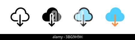Icon set for download from cloud. Great for apps, storage, or file transfer. Stock Vector