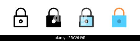 Icon set for lock. Ideal for security apps or privacy interfaces. Stock Vector
