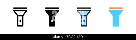 Icon set for flashlight. Great for utility apps or emergency tools. Stock Vector