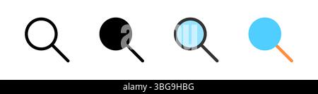 Icon set for search. Great for apps, browsers, or information retrieval. Stock Vector