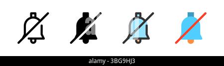 Icon set for silent mode. Perfect for apps, notifications, or privacy settings. Stock Vector