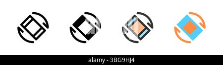Icon set for rotate orientation. Ideal for apps or screen settings. Stock Vector