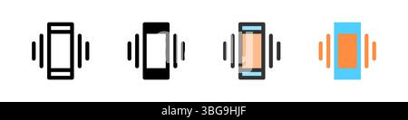 Icon set for vibration. Great for apps, notifications, or haptic feedback UI. Stock Vector