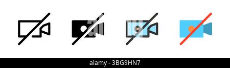 Icon set for video disabled. Ideal for media apps or privacy settings. Stock Vector