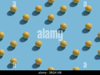 Seamless isometric background of yellow spheres. 3D illustration. Stock Photo