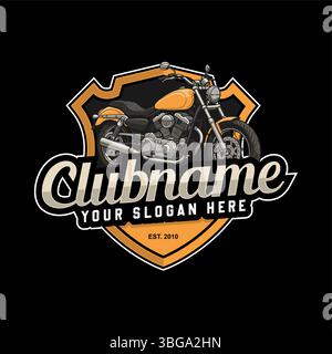 Custom motorcycle emblems, labels, badges, logos, prints, templates. Stock Vector