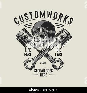 Vintage custom motorcycle emblems, labels, badges, logos, prints, templates. Stock Vector