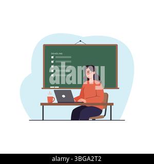 Illustration of Working at home vector flat style. Online career. Coworking space illustration Stock Vector