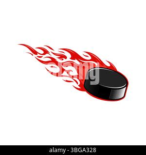 Flaming hockey puck sport illustration Stock Vector