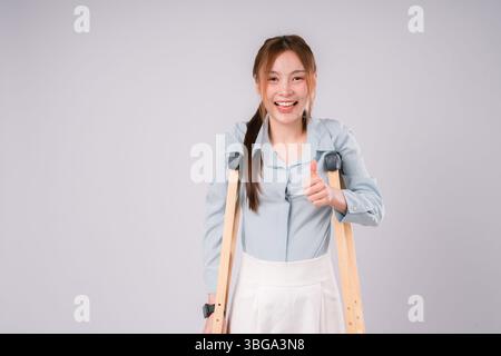 Injury Cane Woman Injured Support Aid White Physical Standing Female ...