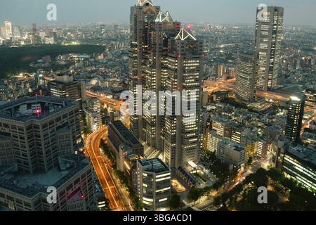 Night panoramic view of Shinjuku cityscape in Tokyo, Japan, Asia Stock Photo