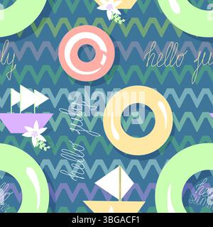 Seamless pattern without a background on a marine theme Stock Vector