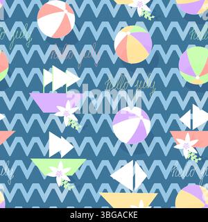 Seamless pattern without a background on a marine theme Stock Vector
