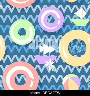 Seamless pattern without a background on a marine theme Stock Vector