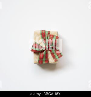 Brown kraft gift box isolated on white background. top view Stock Photo