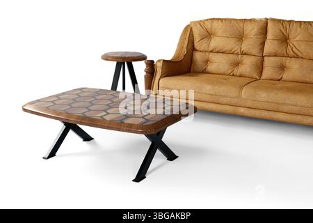 Coffee table front furniture isolated on white background . Stock Photo