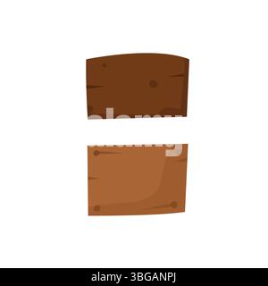 Cartoon wooden signboards, empty brown planks for text, isolated on white background, vector art Stock Vector