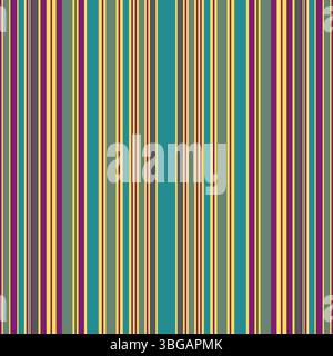 A sophisticated seamless vector pattern featuring vertical stripes in varying widths and a rich jewel-toned color palette. This timeless design combin Stock Vector