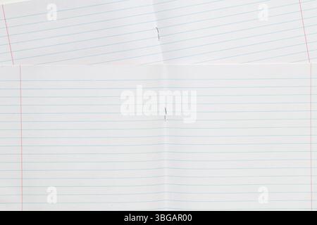 Two notebooks in a line, fastened with staples, educational background for school and education Stock Photo