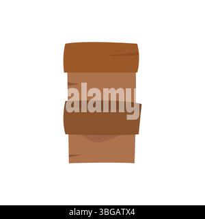 Stacked cartoon wooden planks, vertical rustic sign design, brown timber boards, vector art Stock Vector