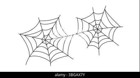 Spider web simple hand drawn outline vector illustration of doodle fancy Halloween scary decor element, cobweb clipart perfect for Halloween party design, cartoon spooky character Stock Vector