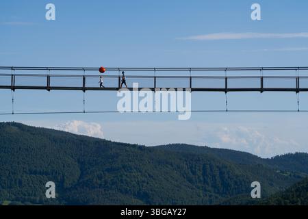 Father and Child on Todtnau Suspension Bridge Stock Photo