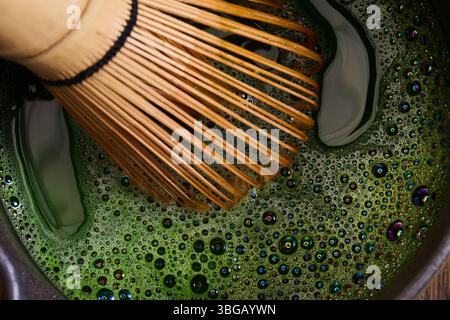 Matcha Whisking. Elegant matcha tea setup with whisk Stock Photo - Alamy