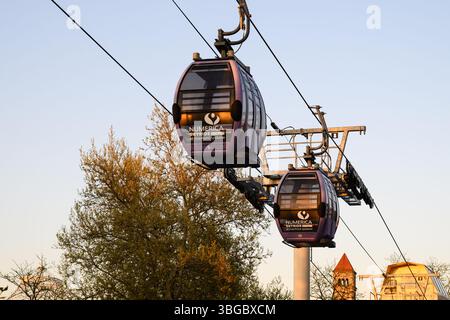 Spokane, WA, USA - May 1, 2025; Numerica Skyride at Riverfront Spokane gondola ride Stock Photo