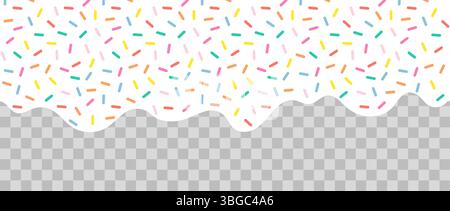 Simple Sprinkle pattern. Liquid icing and creamy glaze pattern. White soft ice cream, splashes of sweet candies. Vector Illustration Stock Vector