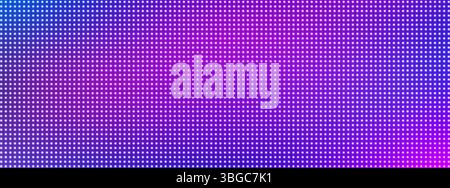 Led pixel screen display with bright blue and purple dots forming digital wall background. Futuristic technology pattern for video walls, presentations or electronic advertising. Tv display panel Stock Vector