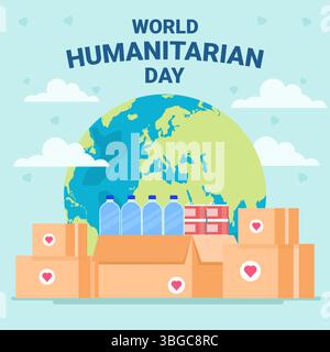illustration flat design for world humanitarian day Stock Vector