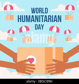 world humanitarian day illustration in flat design Stock Vector