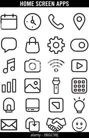 Home Screen App Icons Set Stock Vector