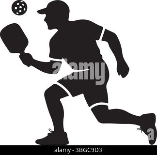 Pickleball Player Silhouette Vector Icon Stock Vector