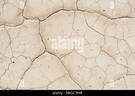 mud cracks formed when a temporary desert lake dried up Stock Photo