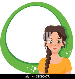 Illustration of a woman with a green circular frame Stock Vector