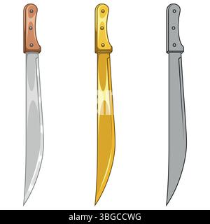 White weapon with metal blade, machete for agricultural work Stock Vector