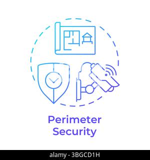 Perimeter security blue gradient concept icon Stock Vector