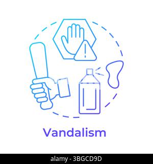 Vandalism blue gradient concept icon Stock Vector